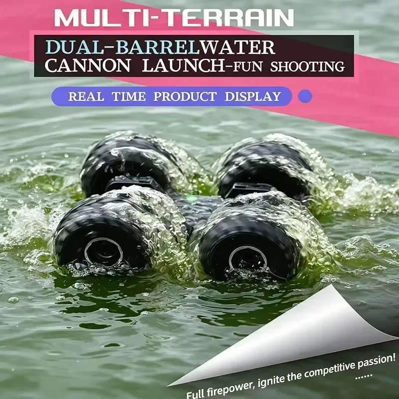 4WD Amphibious Car Remote Control Waterproof  3D Rotation Water Jet High Low Speed Mode Multiplayer RC Amphibious Car Toys