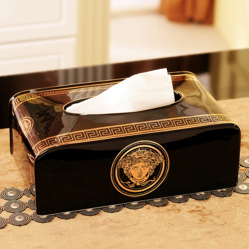 European Style Ceramic Tissue Box, Living Room Decoration, Paper Drawer, Creative, Luxury, Tea Table