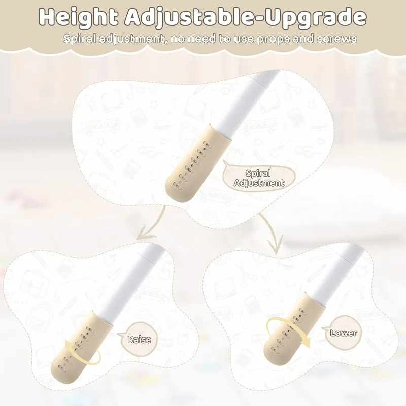 Toddler Table and 4 Chairs Set, Height Adjustable Kids Table and Chair Set, 31.5''L x 23.6''W, Marble Pattern