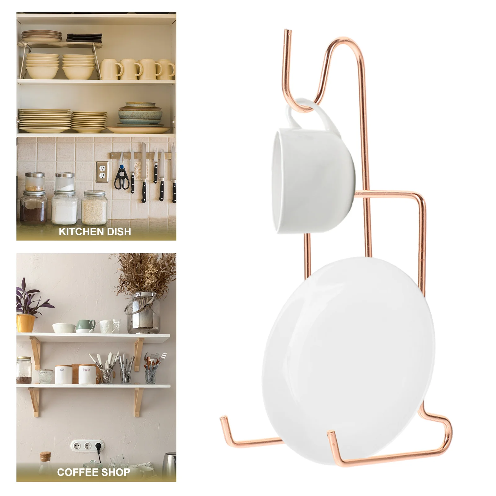 

4pcs Coffee Mug Display Rack Metal Mug Storage Holder For Cabinet Iron Cup Saucer Organizer Stand Home Kitchen Gift