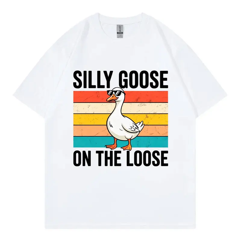 Silly Goose on The Loose Funny Meme T-shirt Men Women Clothing Fashion Y2k Oversized T Shirt Summer Casual Short Sleeve T-shirts