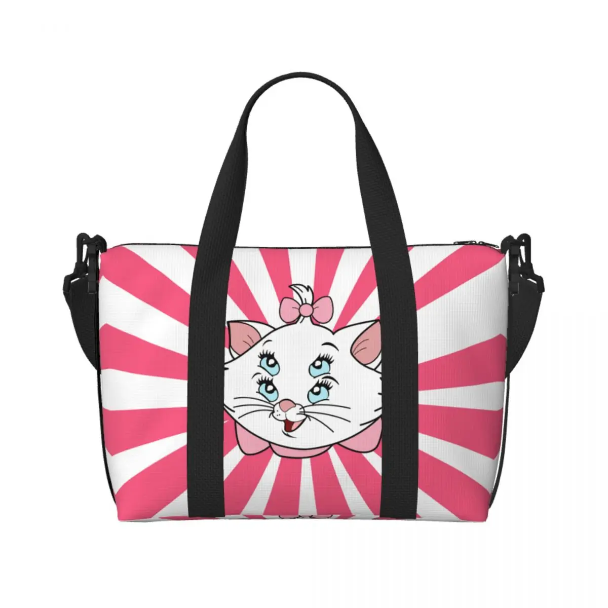 

Custom Cute Cat Maries Kitten Cartoon Grocery Tote Shopping Bags Women Large Capacity Animals Movies Beach Gym Travel Bags