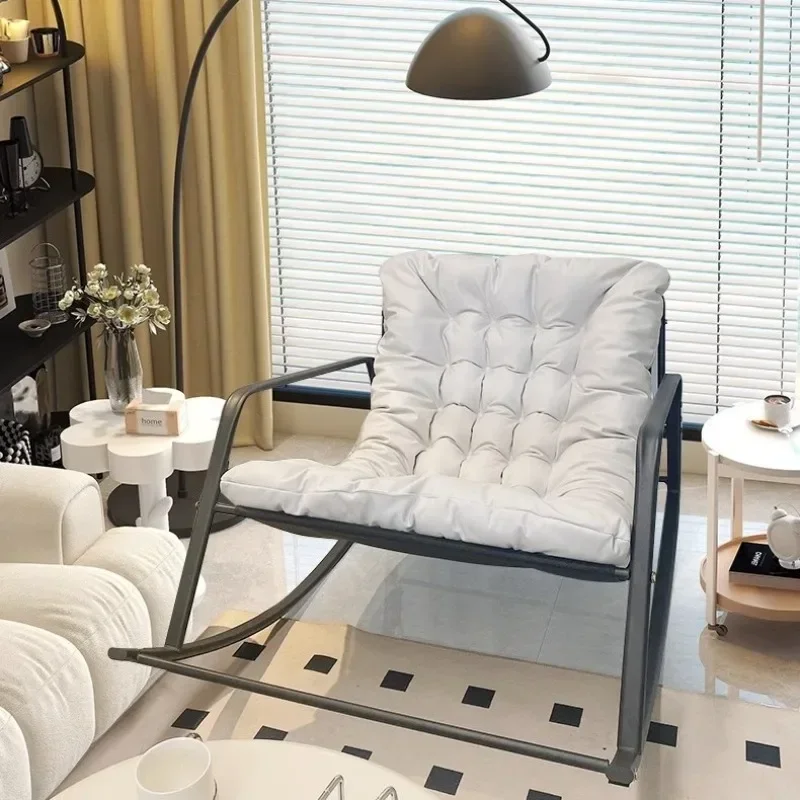 Double rocking chair enlarged and widened adjustable adult balcony home technology fabric can sit and lie down rocking recliner