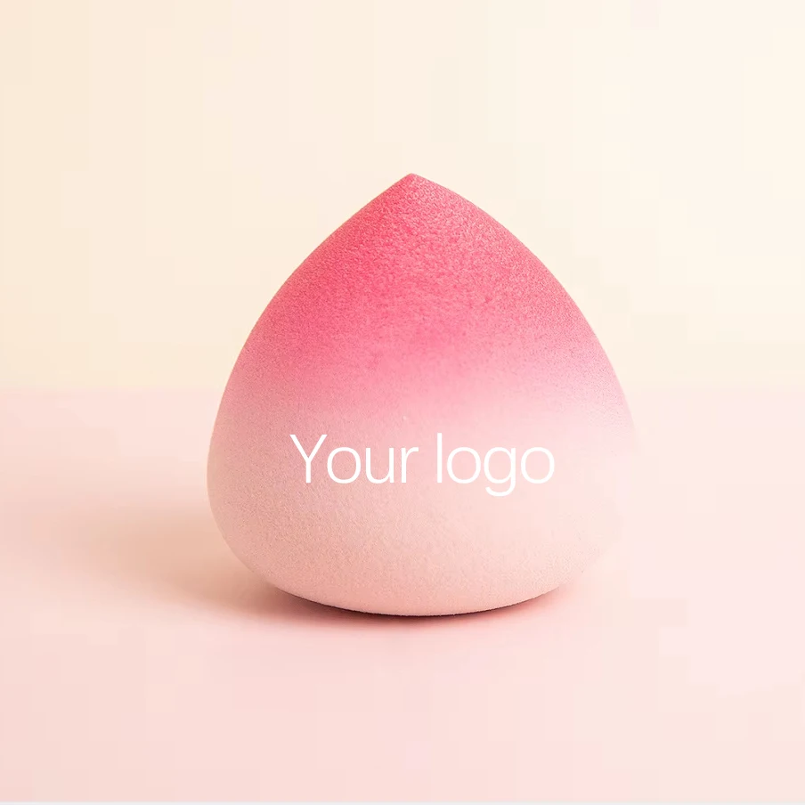 50pcs Custom Logo Non-latex Peach Shape gradient color Beauty Egg Beauty Makeup Blender