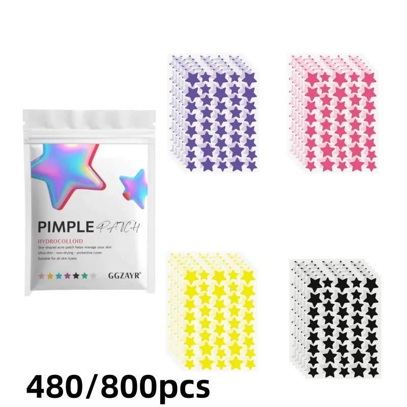 Star Pimple Patches for Face 480/800Pcs Hydrocolloid Acne Patch Cute Colorful Waterproof Ultra Thin Blemish Stickers