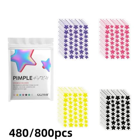 Star Pimple Patches for Face 480/800Pcs Hydrocolloid Acne Patch Cute Colorful Waterproof Ultra Thin Blemish Stickers