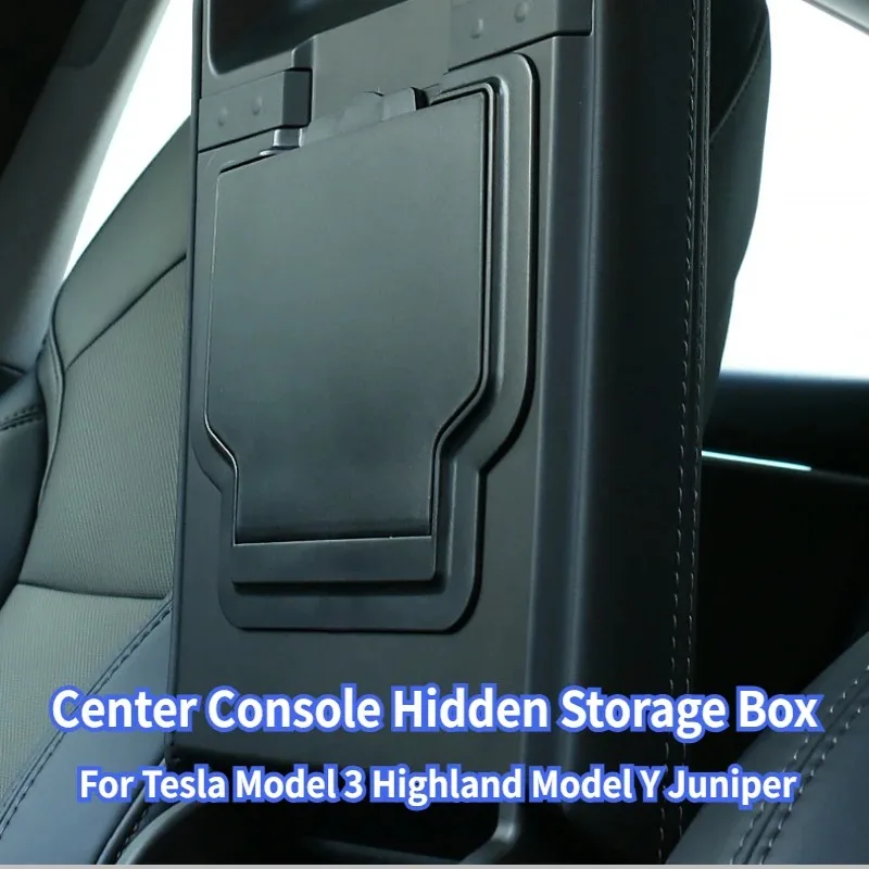 

Для Tesla Model 3 Highland, Model Y Juniper 2025: Магнитный скрытый органайзер для центральной консоли, ящик для хранения в подлокотнике, аксессуары