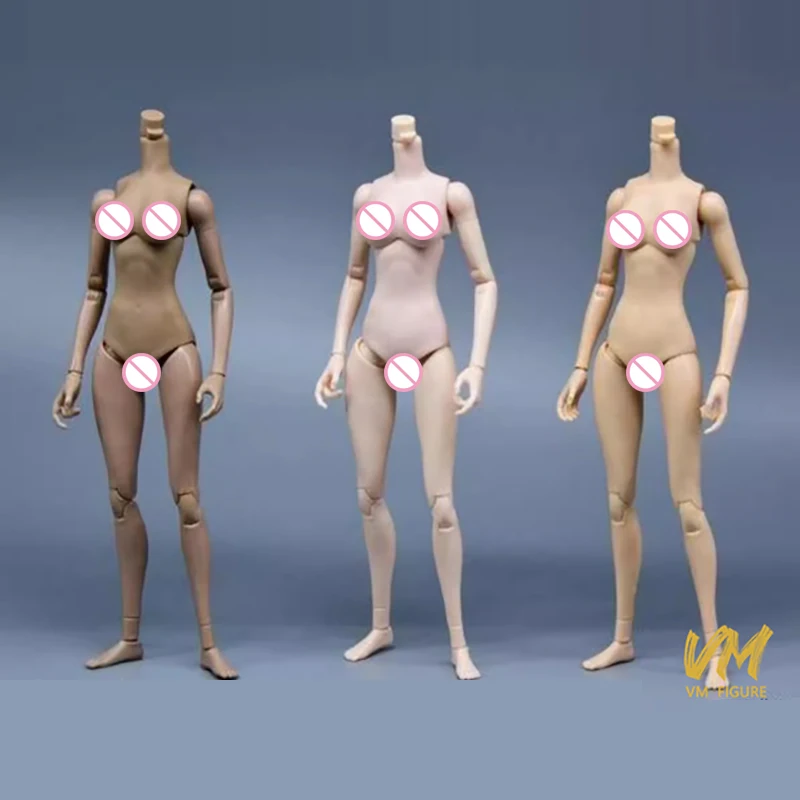 Na stanie 1/6 Figurka żeńska siedząca, jasna, z opaleną, żółtą skórą, średni rozmiar biustu, elastyczna, model figurki akcji pasujący do głowy KUMIK, zabawka.