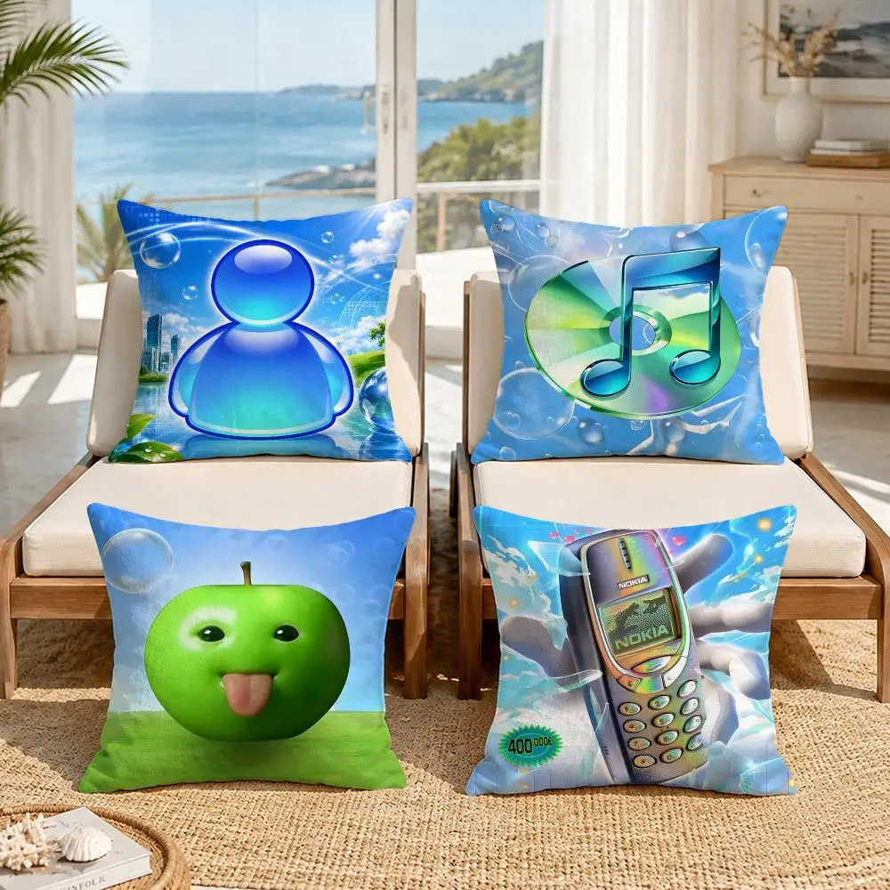 Aesthetic Frutiger‑AeroS Cushion Cover Soft Pillow Cover Two‑Side Printing Throw Pillow Case for Sofa Pillowcase Home Decoration