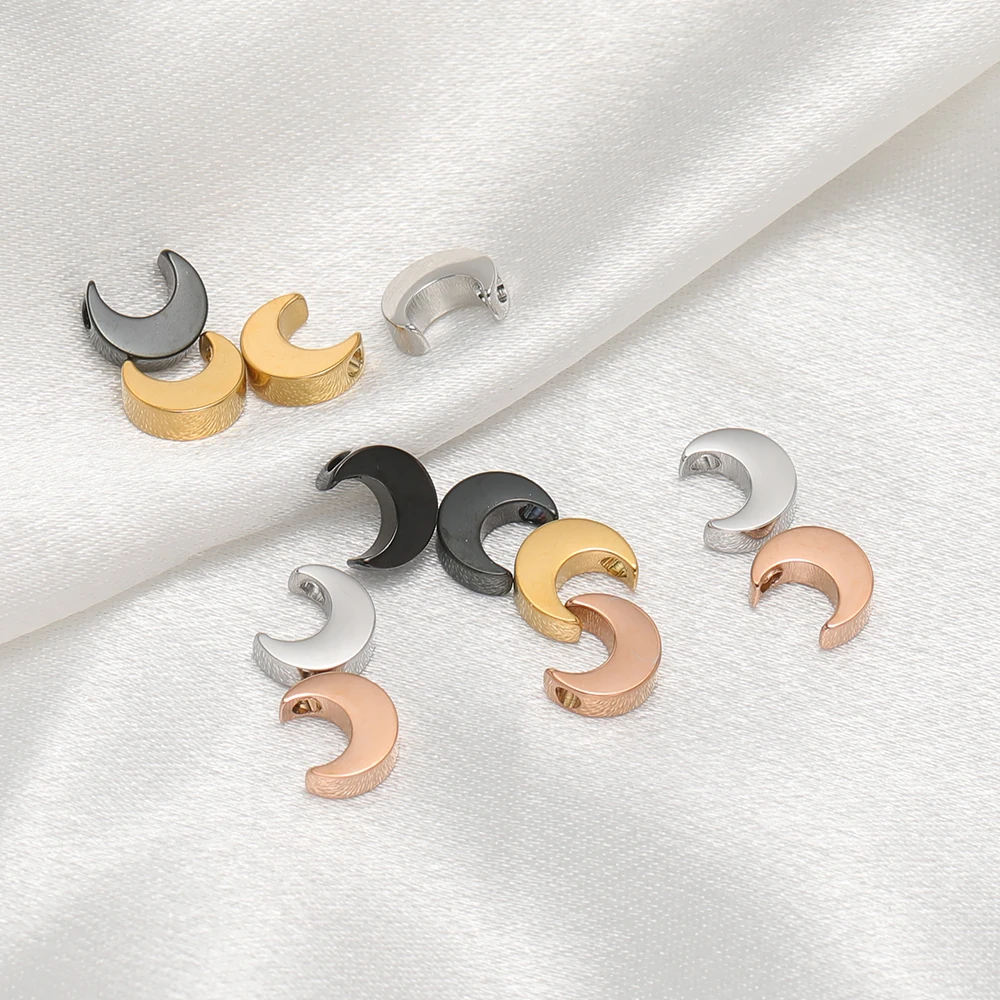 5 Stück Edelstahl-Mondperlen in Goldfarbe, Distanzperlen-Anhänger für DIY-Schmuckherstellung, Armband-Zubehör, Halsketten-Accessoires – Detail 5