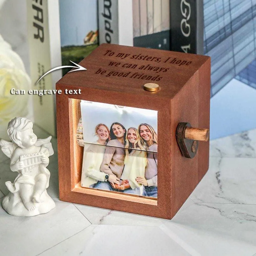 

Custom Flip Book Frame Hand Crank Photo Album Personalized Lighted Photo Album Mini Wooden Flip Book For Couple Women Men Gift