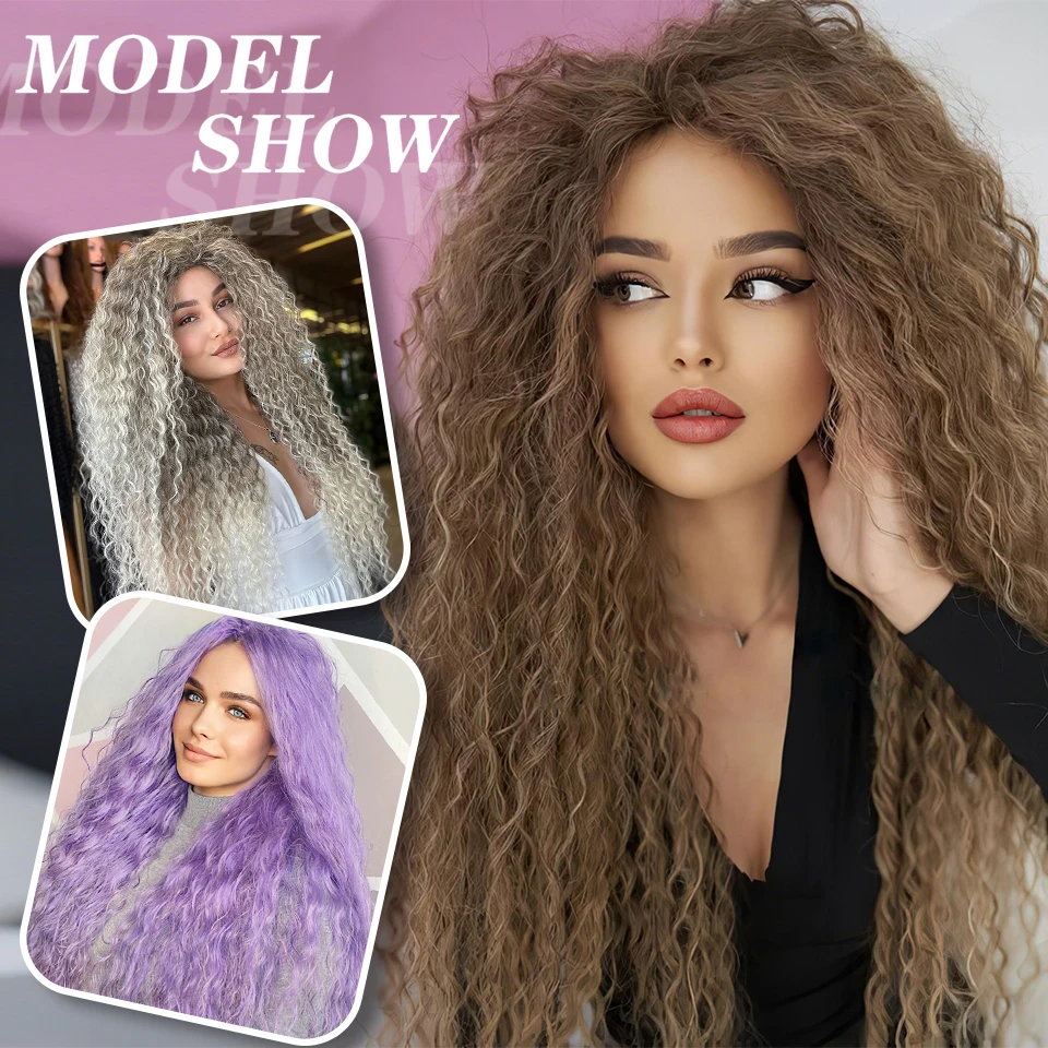 3 قطعة/الوحدة الوردي ارييل تجعيد الشعر تجديل وصلات شعر 22 30 "الاصطناعية فضفاض موجة المياه تويست الشعر أومبير رمادي أرجواني الكروشيه الضفائر