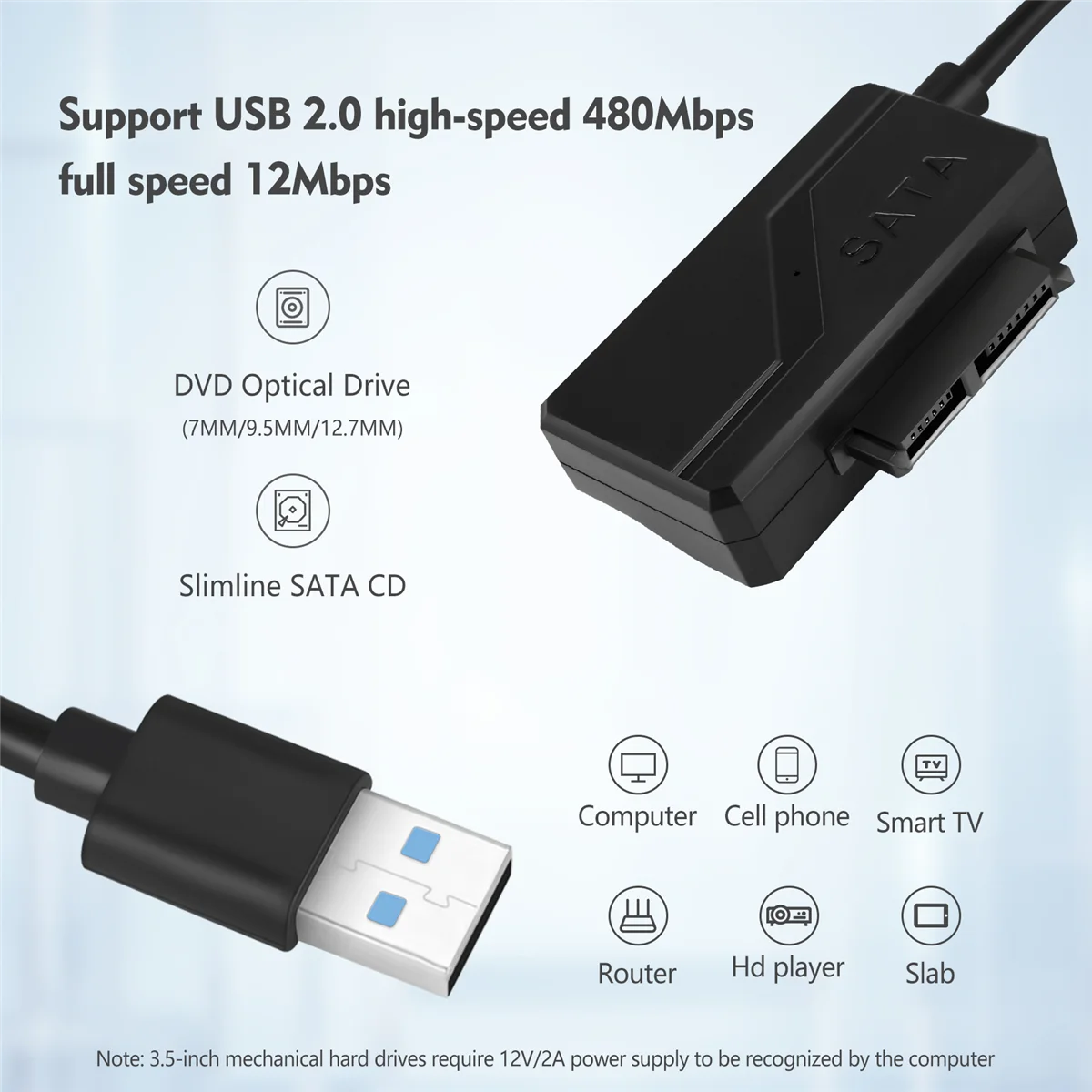 USB 2.0 do Mini Sata II 7 + 6 13Pin Adapter na kabel do konwertera