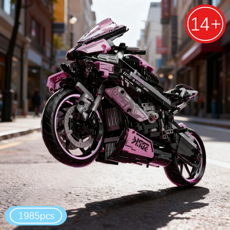 جديد دراجة نارية اللبنات مجموعة 1985 قطعة لتقوم بها بنفسك أطقم منمذجة ألعاب الدراجات النارية الإبداعية هدايا للبنين عيد ميلاد ديكور المنزل جمع #1