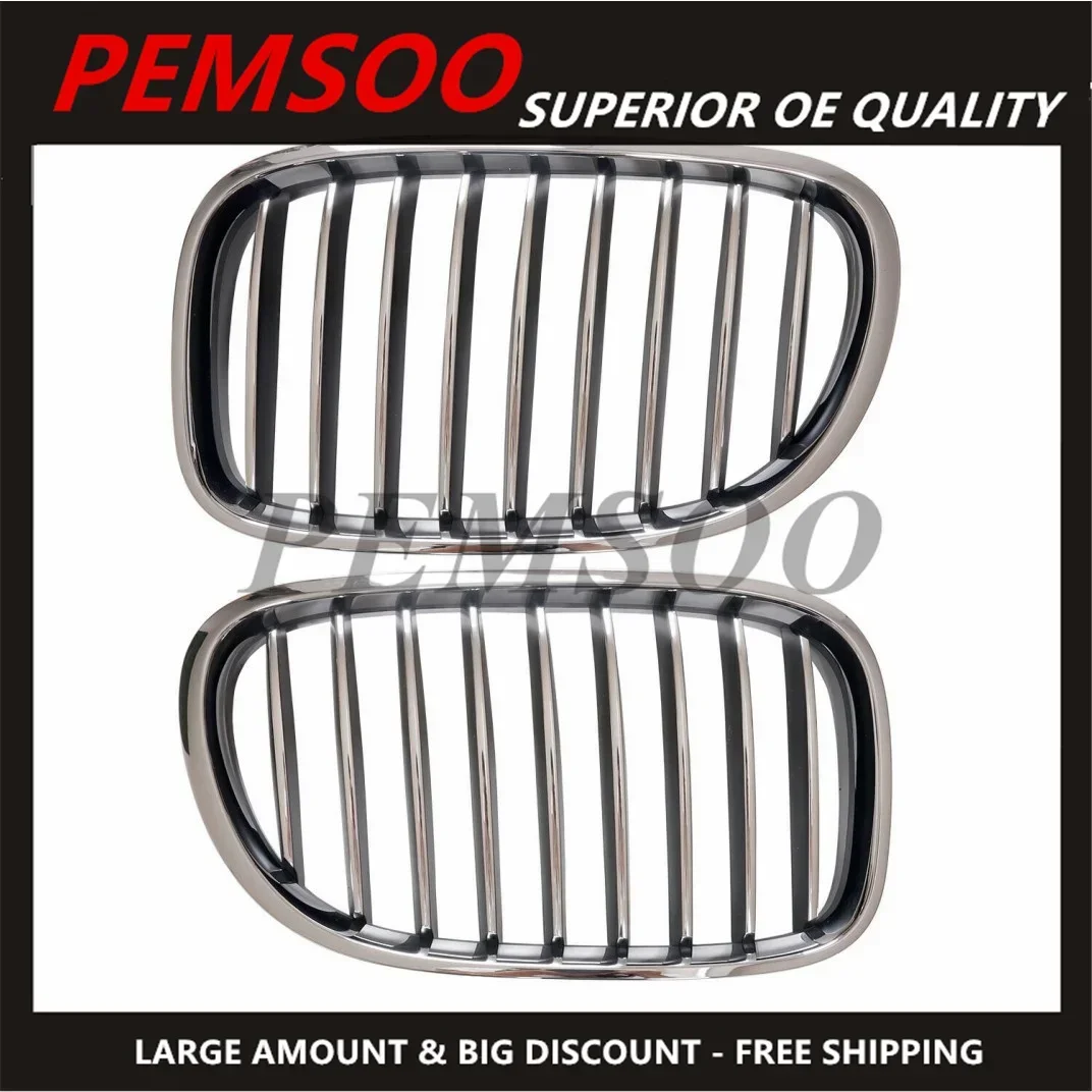 2PCS/pair Chrome Grille - Front Left 51117295297 51117295298 for BMW F01 F02 F03 F04 730i 740i 750i 760i 730Li 740Li 750Li 760Li