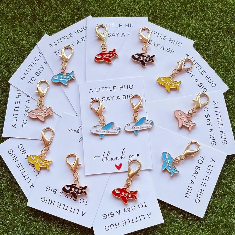 1/5/10/20/50/100pcs 6-Piece/12-Piece Set of Cute Airplane Keychains - Pocket Hugs - Perfect for Airplane Enthusiasts, the Ideal