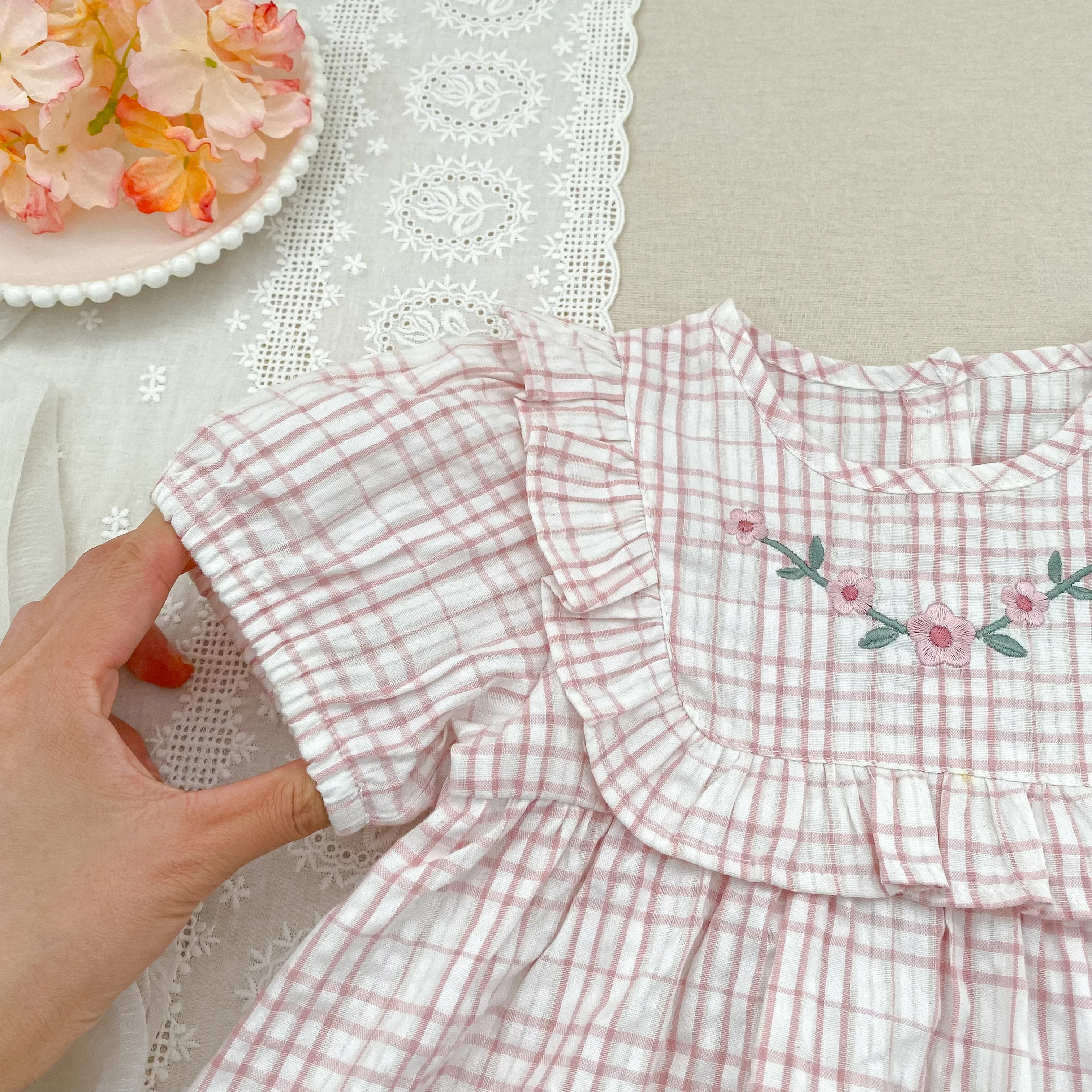 2026 Sommer-Schwesterkleidung 0-24M Baby Mädchen Kurzarm-Body mit Gitter-Stickerei 2-6 Jahre Süße Partykleider für Kinder – Detail 25