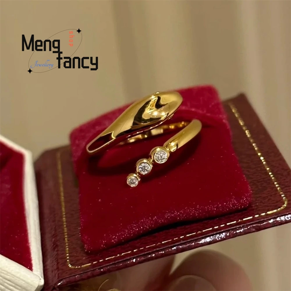 

A Golden Small Snake Opening Ring, A Diamond-Encrusted Ring For The Zodiac Sign Of The Year Of The Snake Fashion Jewelry Elegant