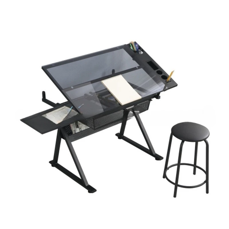 [Glass Drawing Table] American Bevel Drawing Table Can Lift Children's Art DrawingWorkbench Table