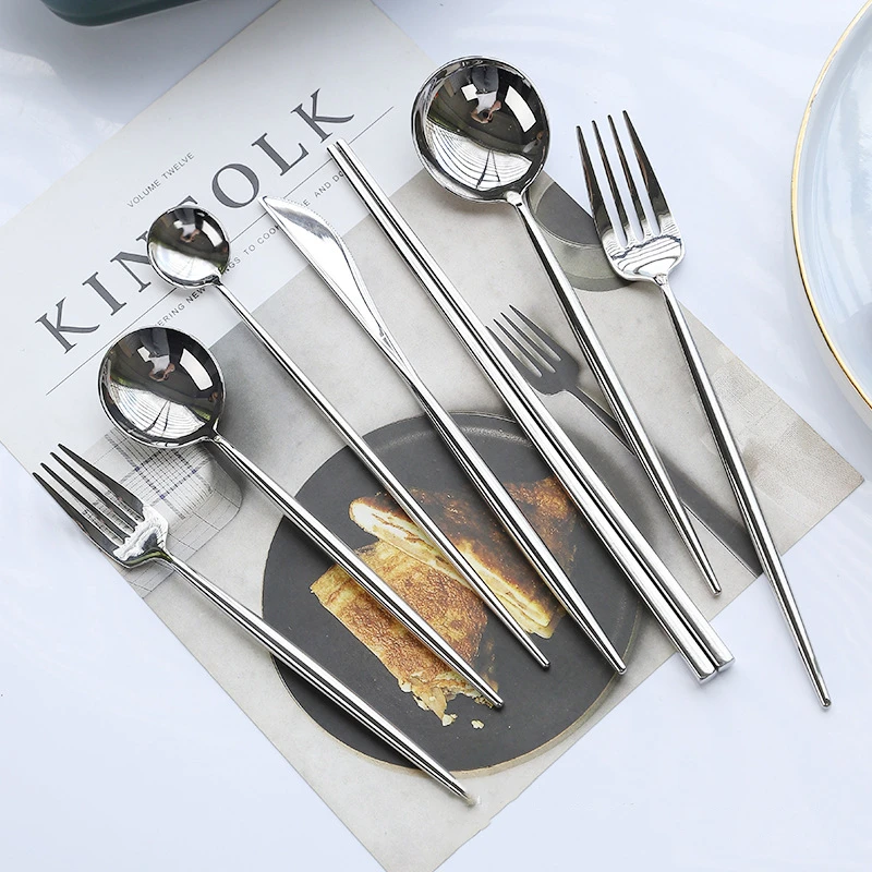 

304 Stainless Steel Western-style Tableware Thickened Steak Knife Soup Spoon Dessert Fork Hotel Restaurant Household Tableware