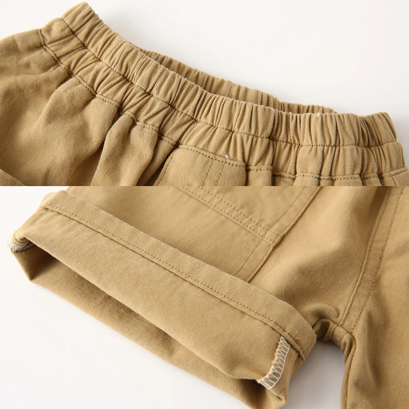 100%Cotton Toddler Boys Shorts Kids 2 to 3 4 5 6 7 8 Years Korean Summer Workwear Short Pants Pockets Brown White Sports Shorts