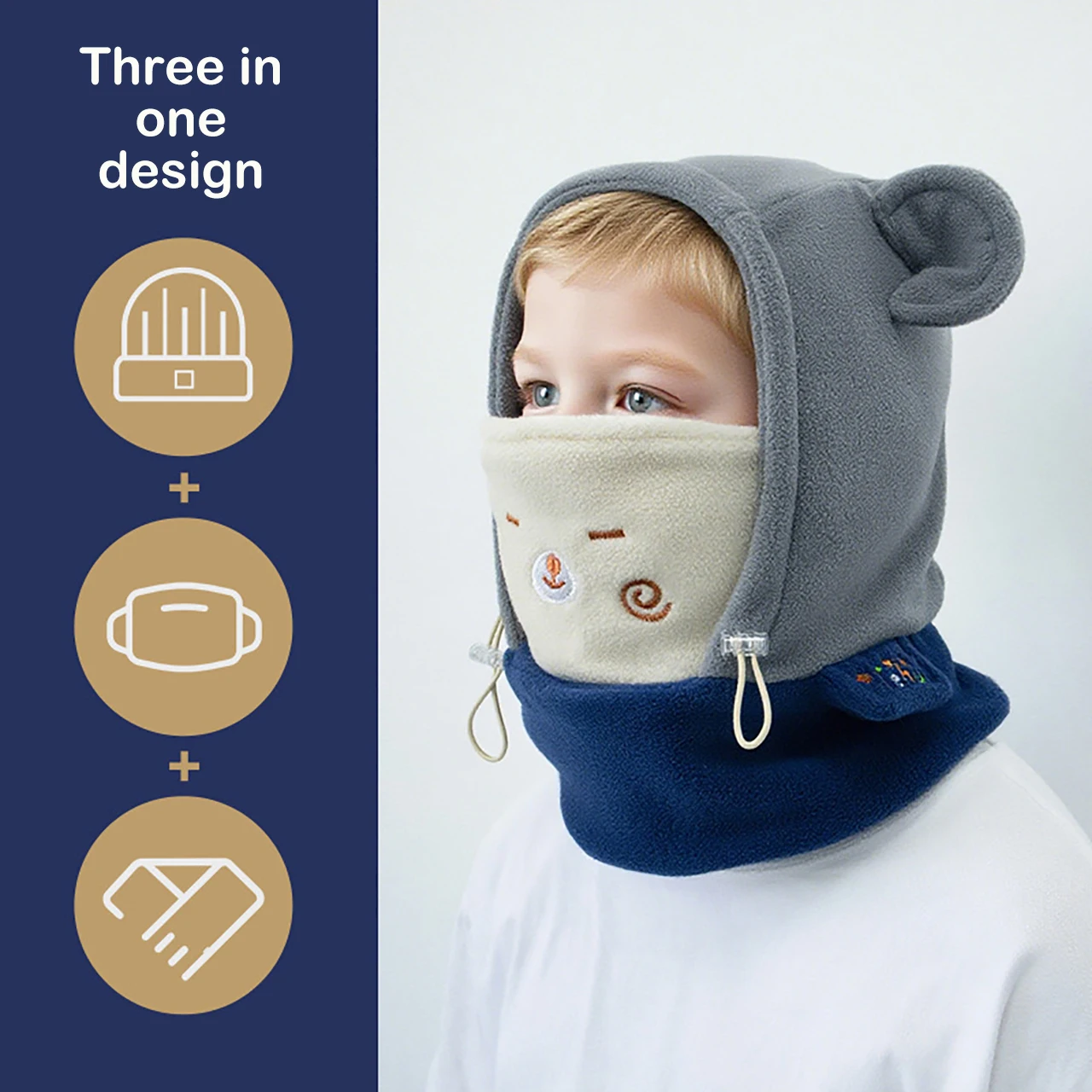 

Детская шапка для лица, шлем, антихолодная теплая Балаклава, шапка для езды на велосипеде, лыжный теплый головной убор, детский плюшевый шарф, цельная шапка для детей от 3 до 12 лет