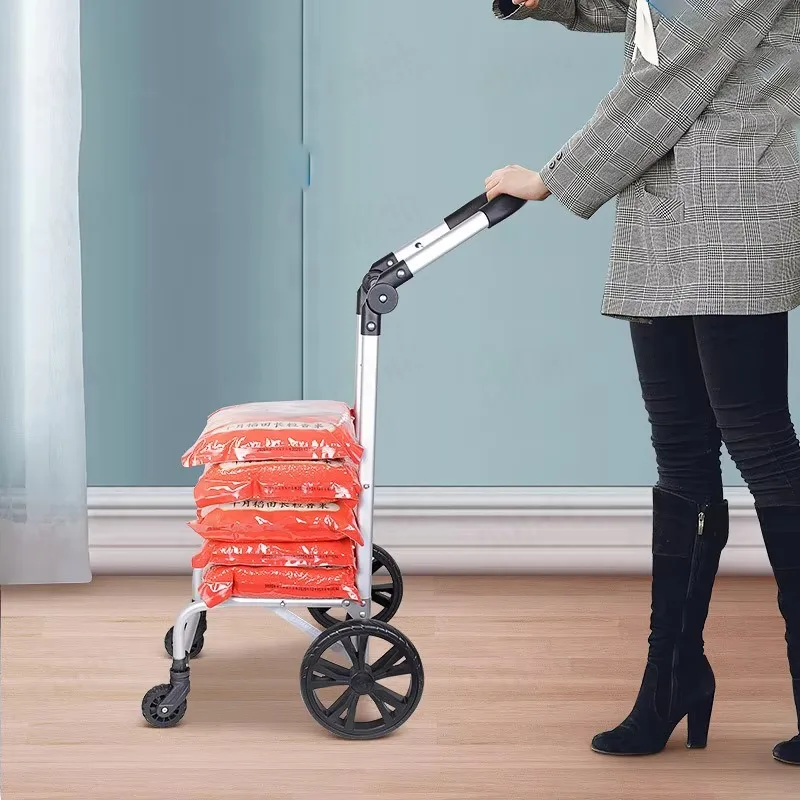 Premium Foldable Shopping Trolley, Heavy-Duty 50KG Load, 48L Spacious Oxford Bag & Air-Filled Tires for Grocery Haul