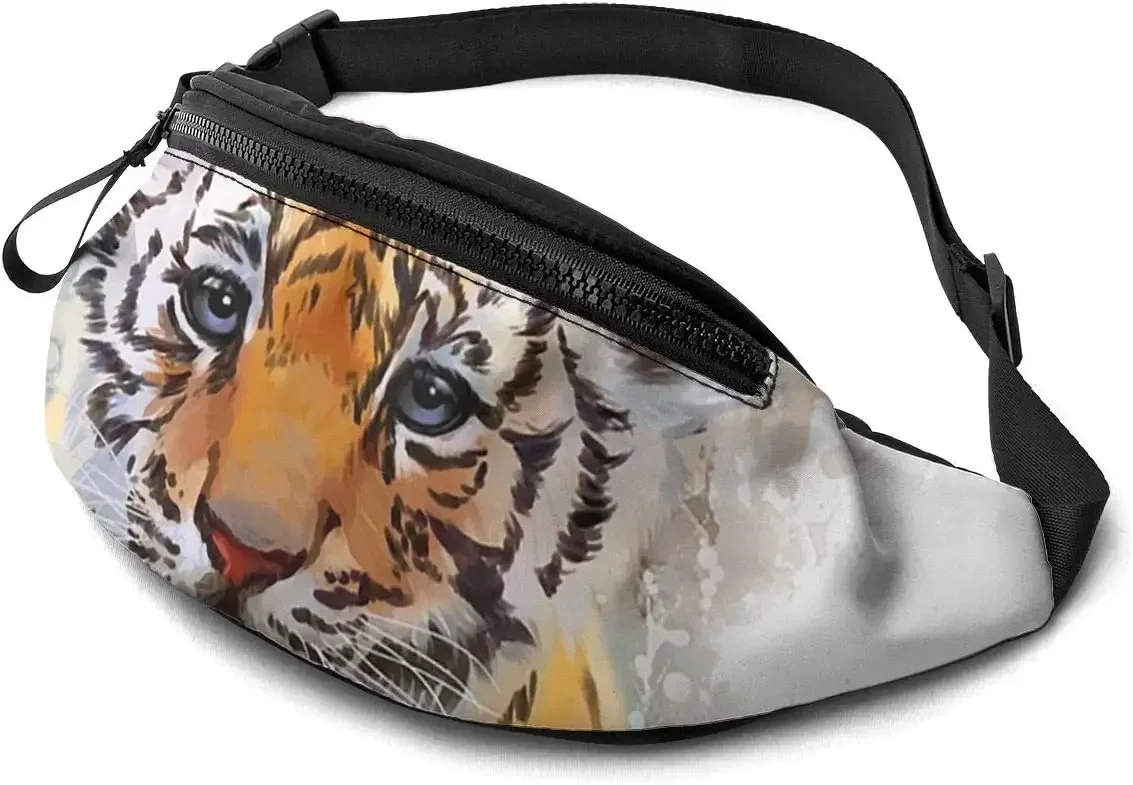 

Fanny Pack, Tiger Waist Bag with Headphone Hole Belt Bag Adjustable Sling Pocket Fashion Hip Bum Bag for Women Men