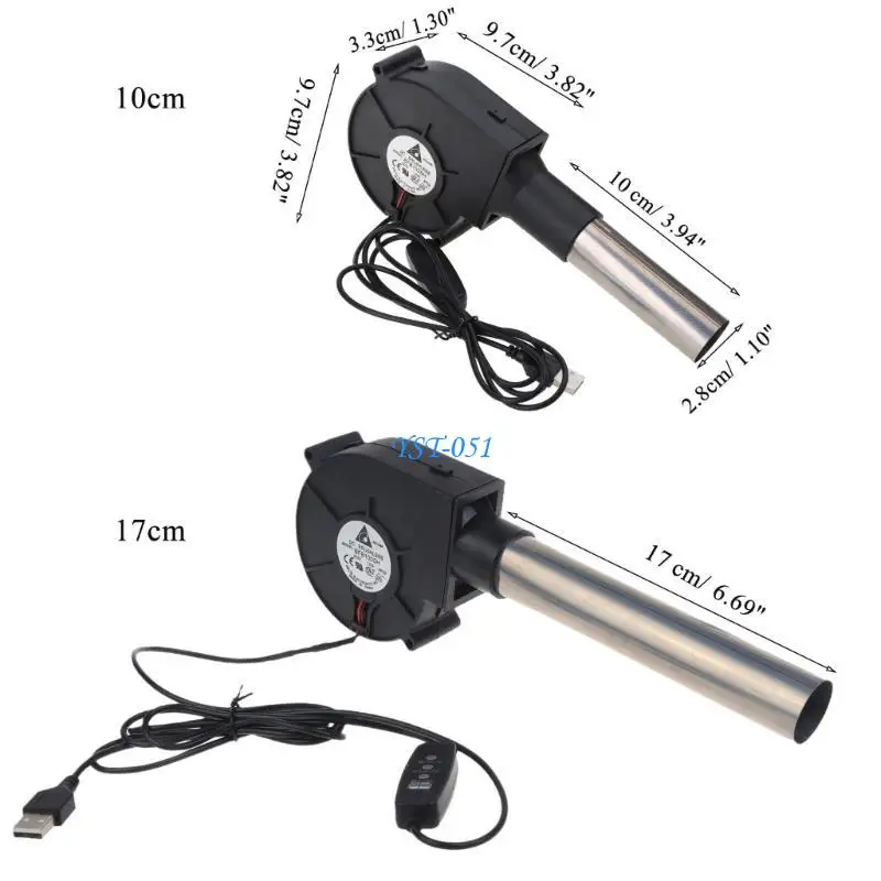 E15A 5V enchufe USB 3 ventilador regulación velocidad parrilla estufa leña portátil móvil aire libre