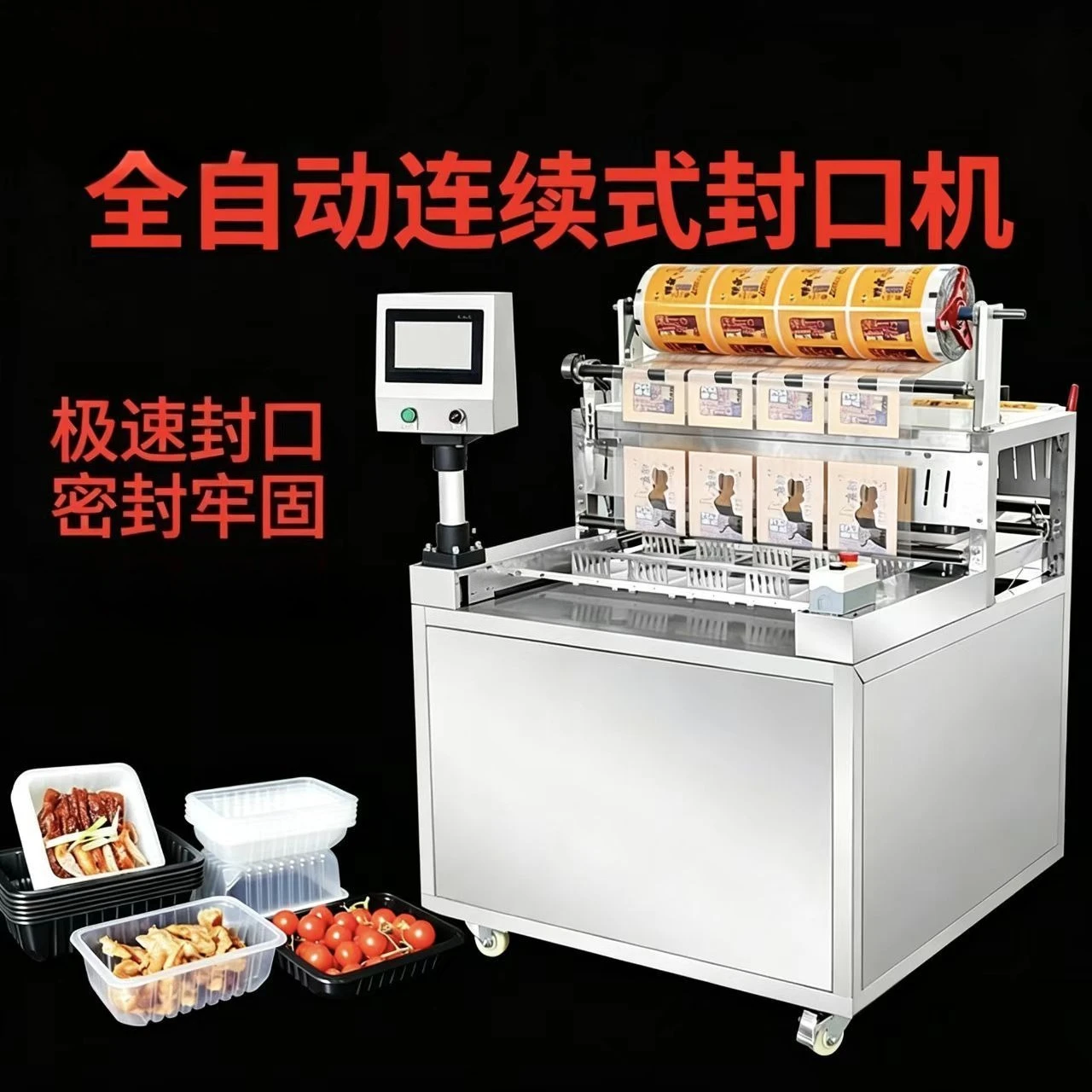Lunch box continuous sealing machine, takeaway packing box, round bowl sealing machine