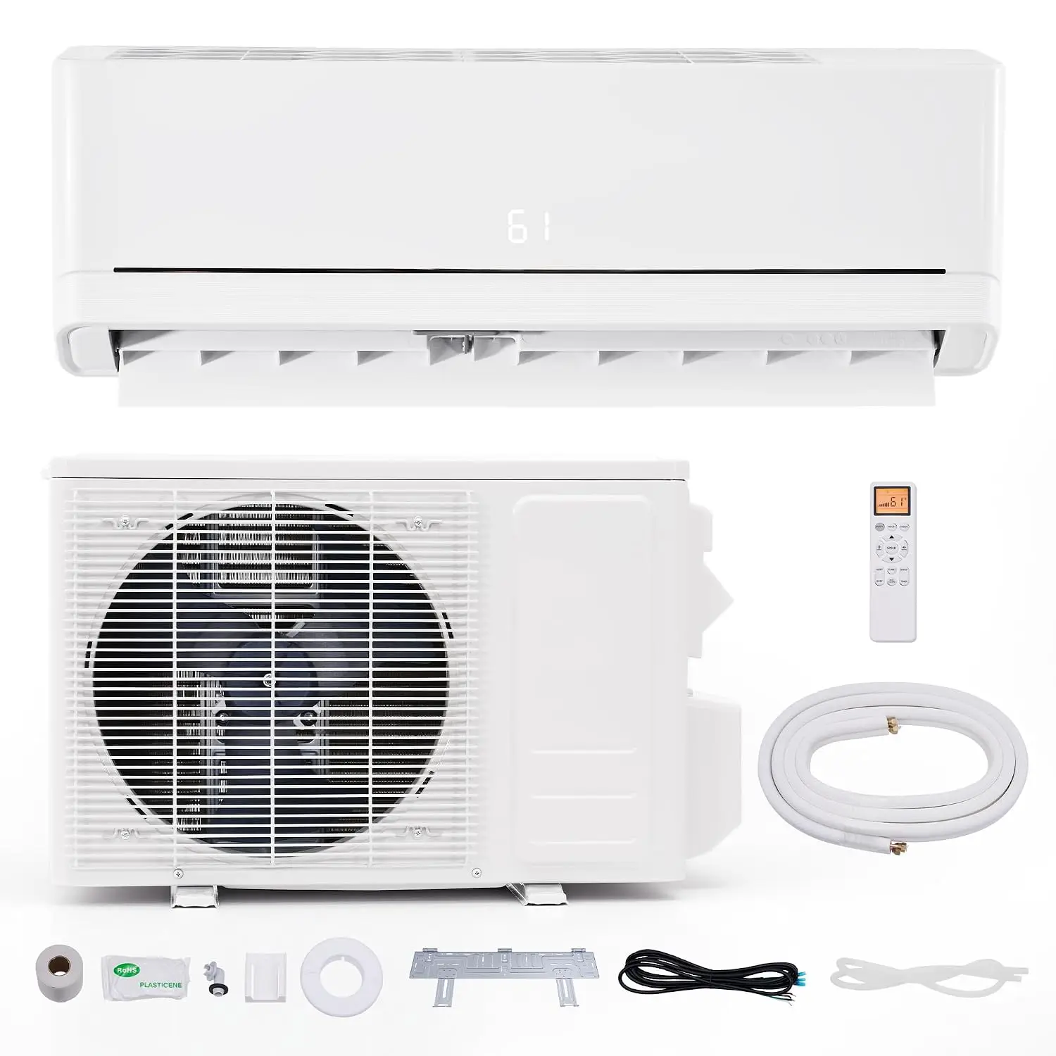 12,000 BTU Mini Split Air Conditioner and Heater, Energy-Efficient Inverter, SEER2 18, 220V, Self-Cleaning, Remote &, Custom