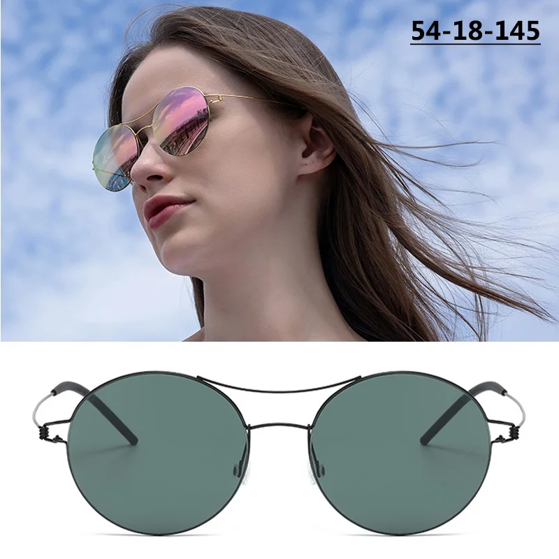 

Denmark Round Double-Beam Large Frame Sunglasses Men Women Screwless Big Face Sun Glasses UV Protect Polarized Circle Eyeglasses