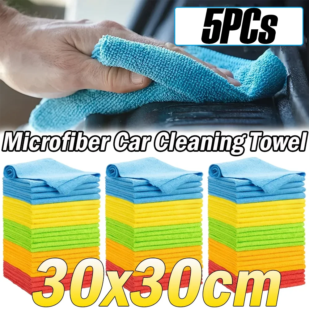 

5PCS Microfiber Car Cleaning Towel Versatile Protable Super Absorbent Soft Cleanings Tools Auto Wash Cloths Accessories