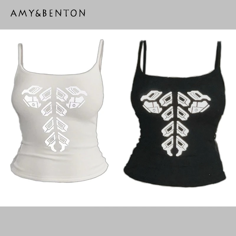 

2025 Spring And Autumn Original Women's Vest Back Printing Reflective Wear-resistant Thickened Fabric Super Soft Slimming Slings