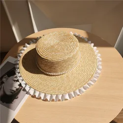 French Vintage High-end Handmade Straw Hat Women Beach Fairy Sun Hat Fashion Summer Seaside Vacation