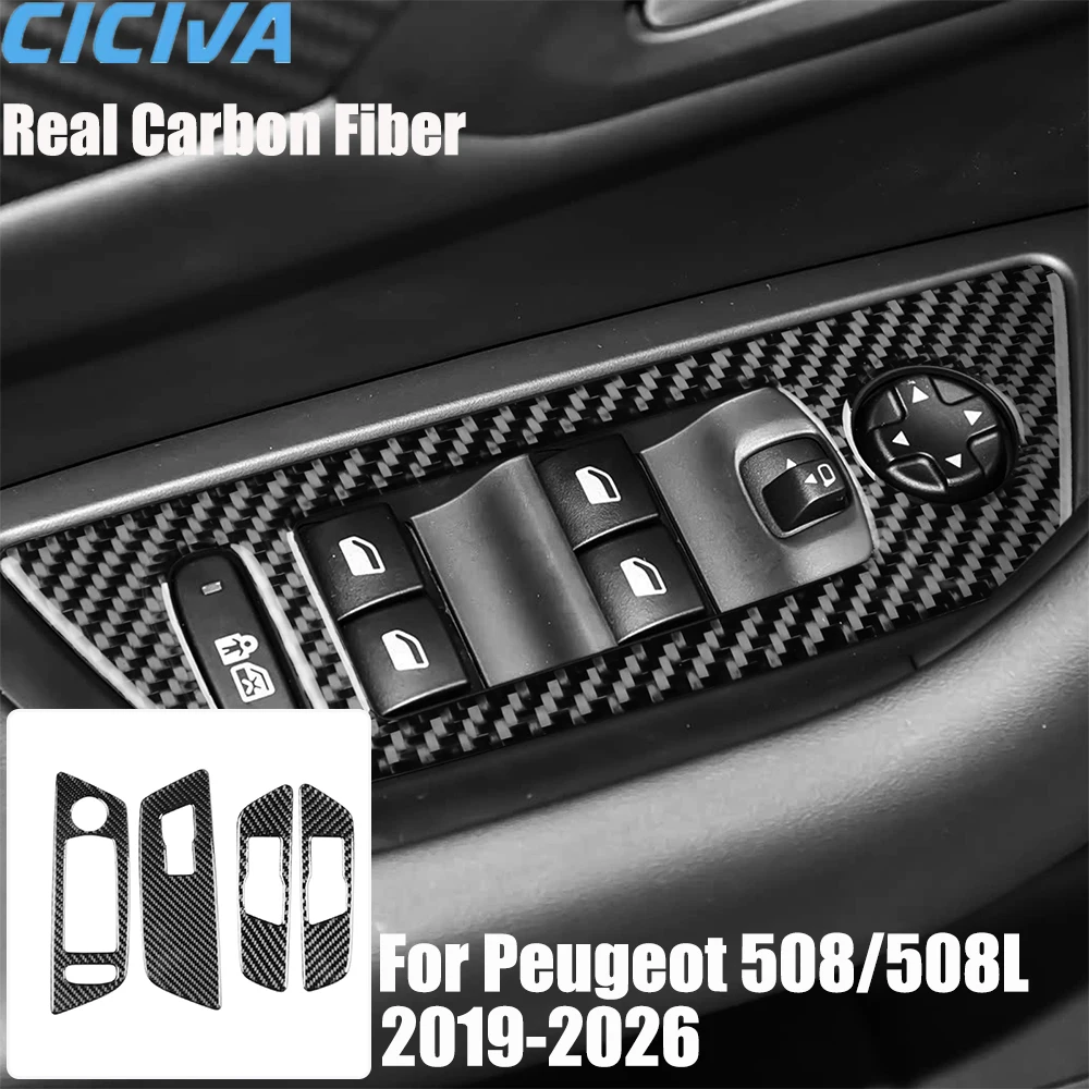 

Накладки на кнопки стеклоподъемников из настоящего карбона для Peugeot 508/508L 2019-2026