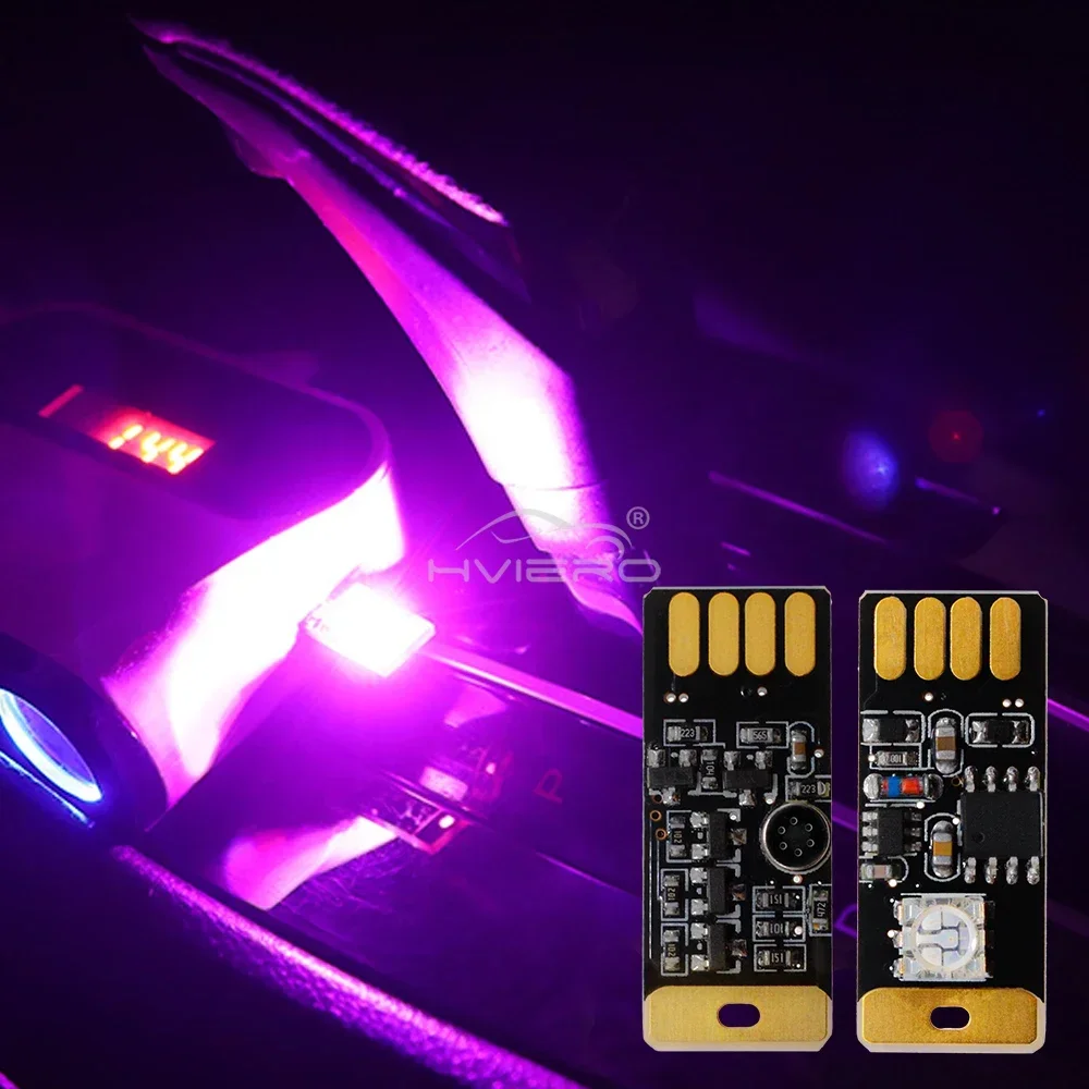 Car USB Dome Reading Light Music-Activated Dimmable RGB Led 5V Atmosphere Decorative Emergency Voice Trunk Interior Ambient Lamp