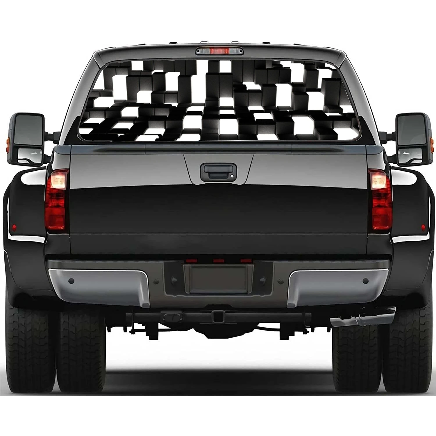 Black and White Checkerboard Car Rear Windshield Sticker Truck Window See Through Perforated Back Window Vinyl Decal Decoration