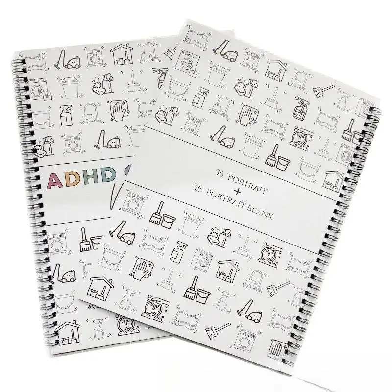 A4 ADHD Planner Cleaning & Focus Checklist, Daily Schedule Notebook for Home Office Dorm, Durable Practical Office Stationery