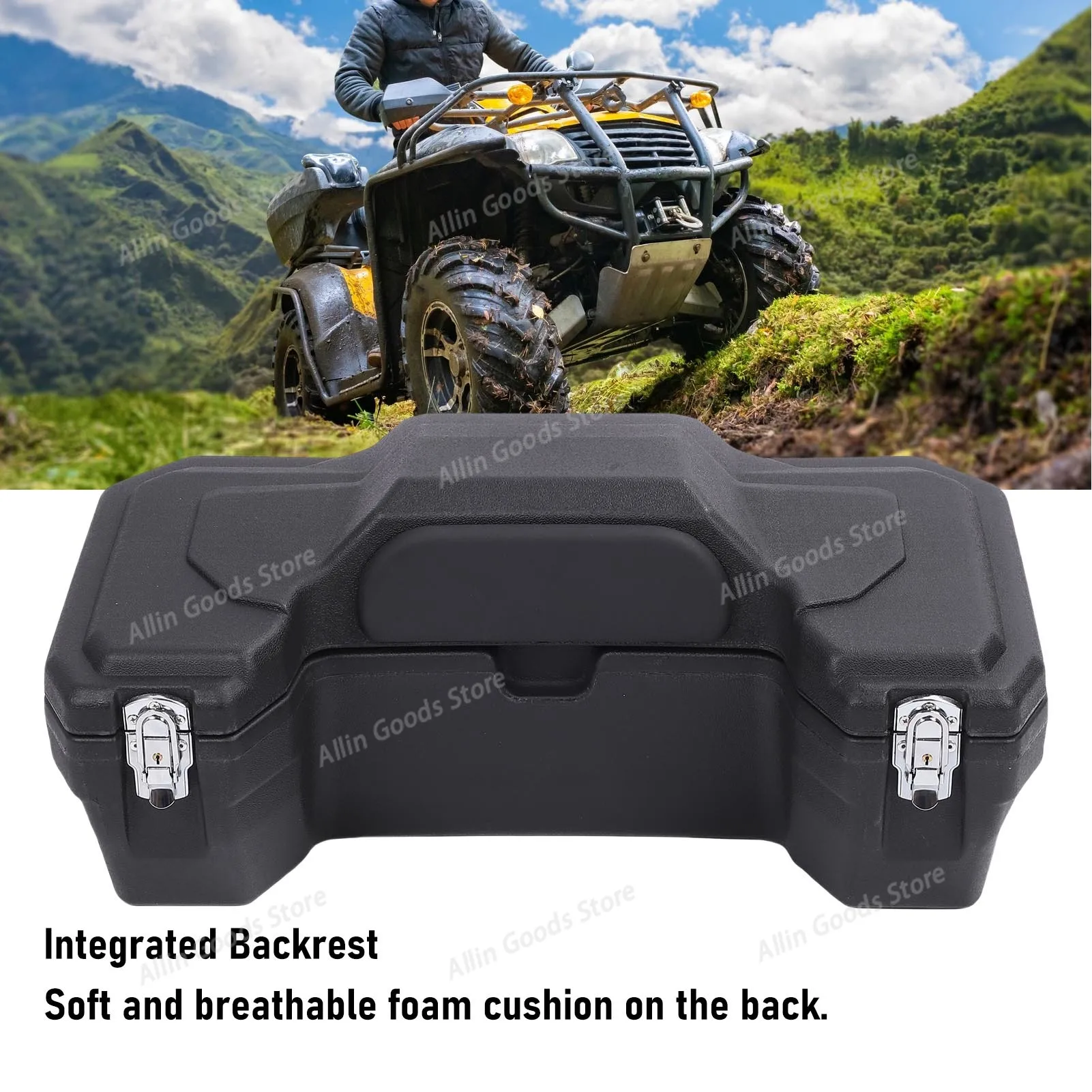 47L Thickened Rear Storage Box with Backrest, Modification Accessory for Bull ATV Quad Bike