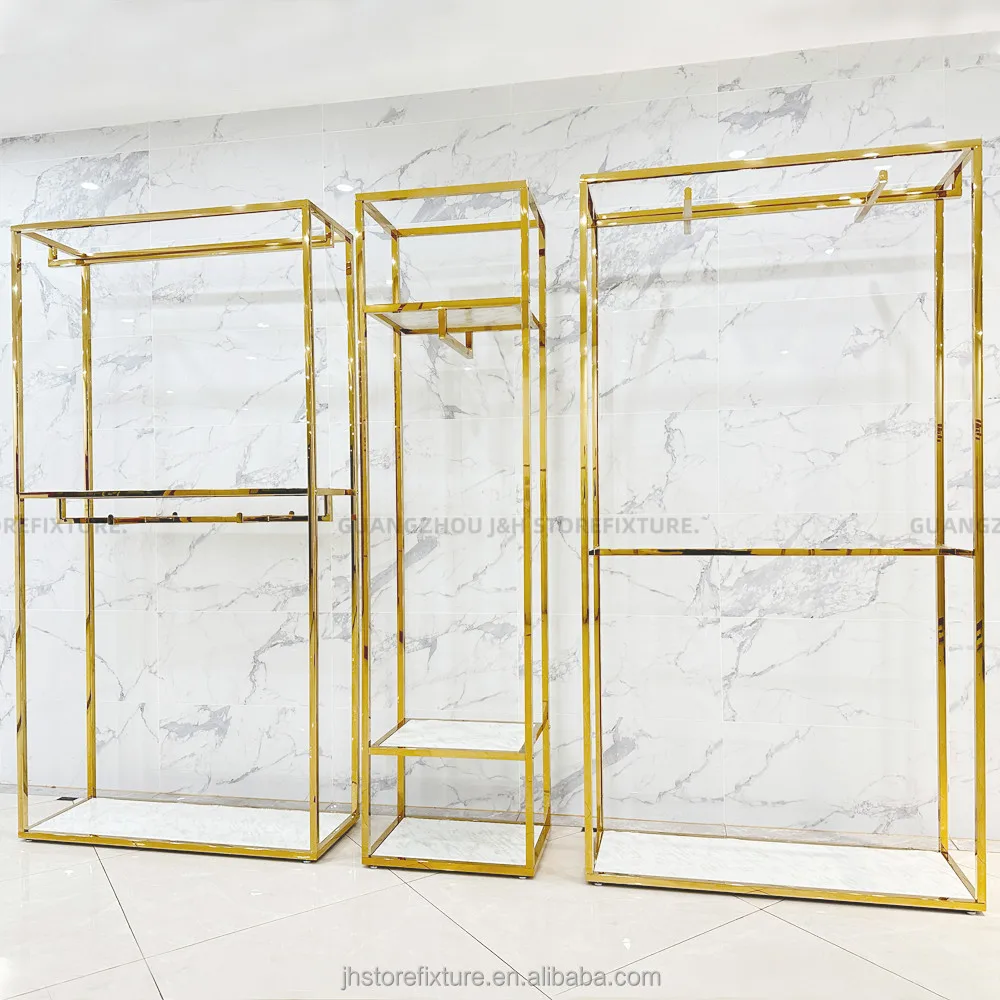 Custom.Luxury Wedding Dress Display Stand Gold Edelstahl Store Display Rack Regale für Bag Retail Store
