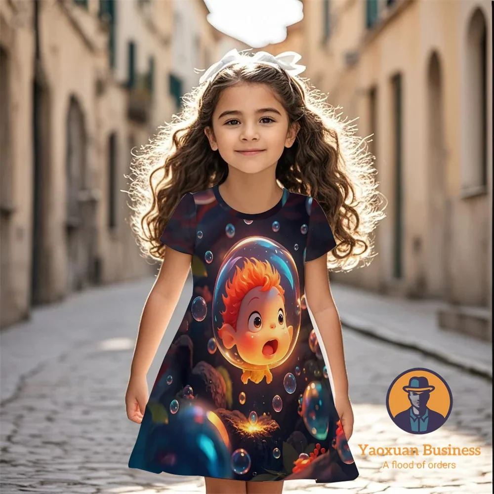 عرض ساخن لعام 2025 فستان بونيو للفتيات والأطفال مطبوع عليه رسوم كرتونية ثلاثية الأبعاد أزياء صيفية رائعة وجذابة للأطفال ​