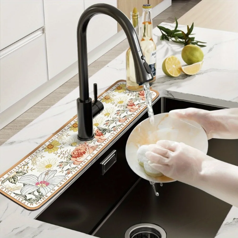 Diatomite Sink Splash Guard Kitchen Faucet Absorbent Mat Drip Catcher Drying Faucet Pad for Counter Bathroom Bar Tools
