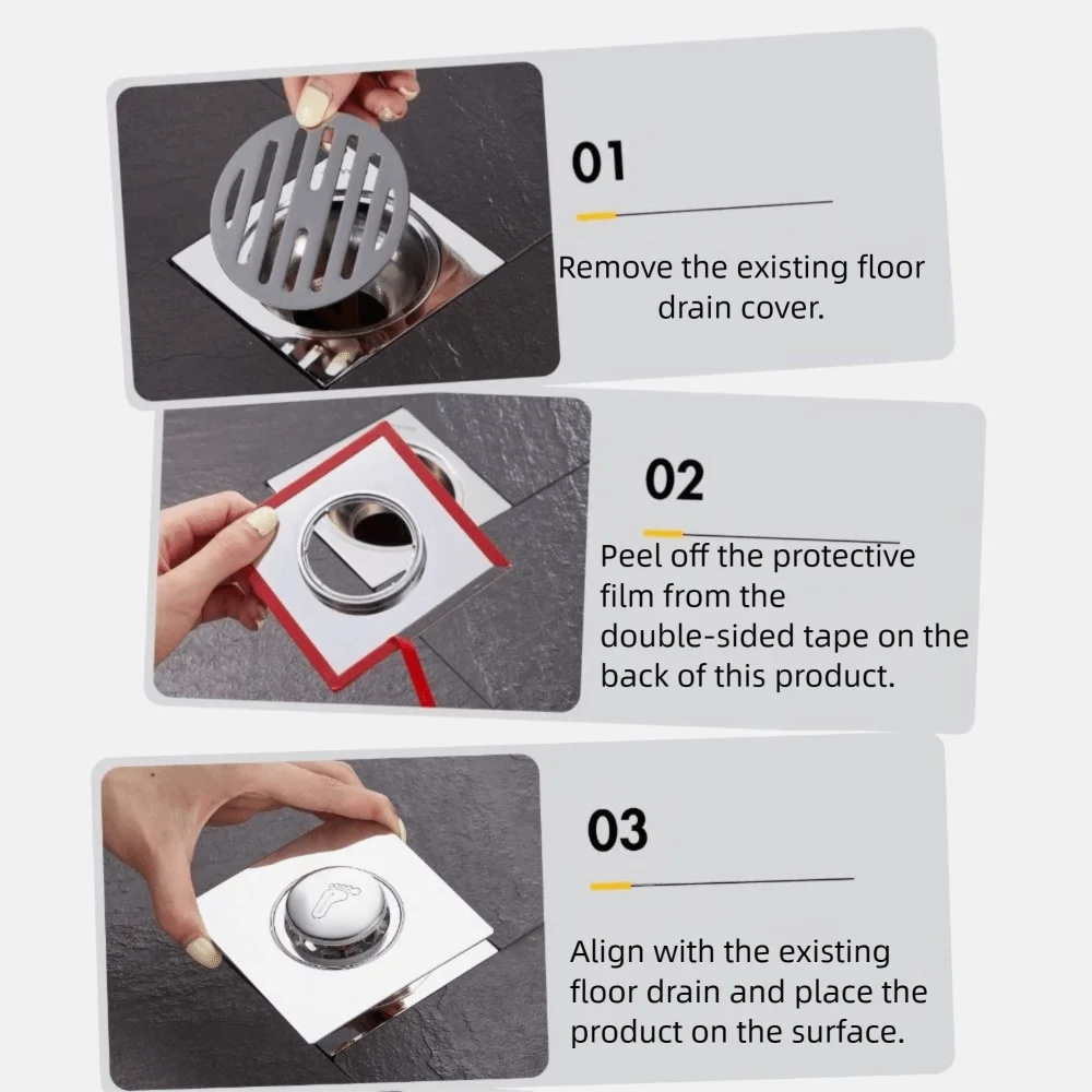 Universal Bathroom Floor Drain Stainless Steel Bouncing Core Foot Operated Drain Deodorizer Drainage Press Type Drain