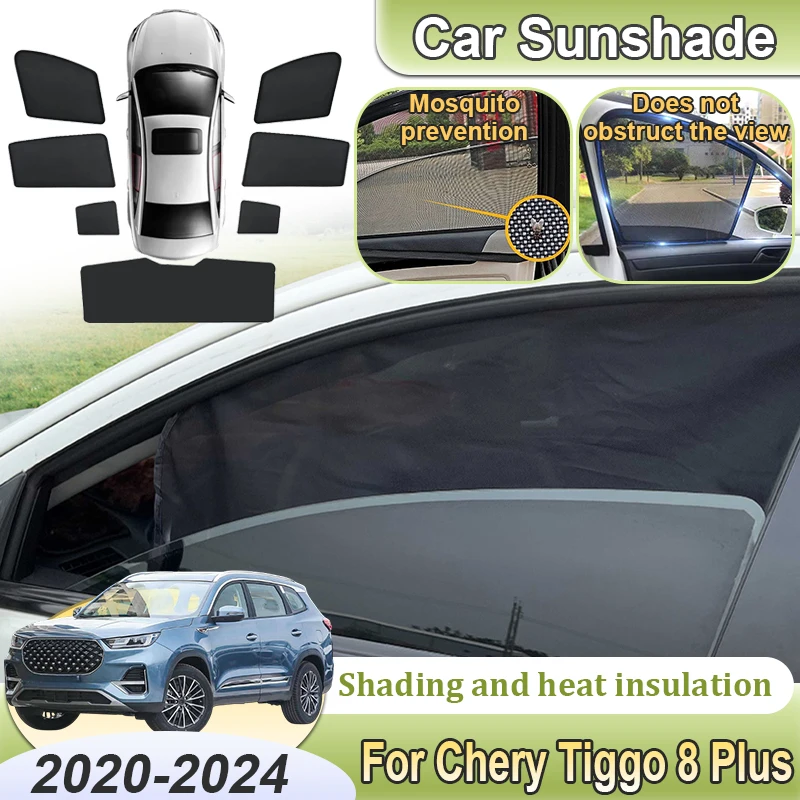 

For Chery Tiggo 8 Plus Body Kit 2020~2024 Accessorie Car Mesh Sunshade Sunscreen Window Windshield Magnetic Sun Shade Visor Part