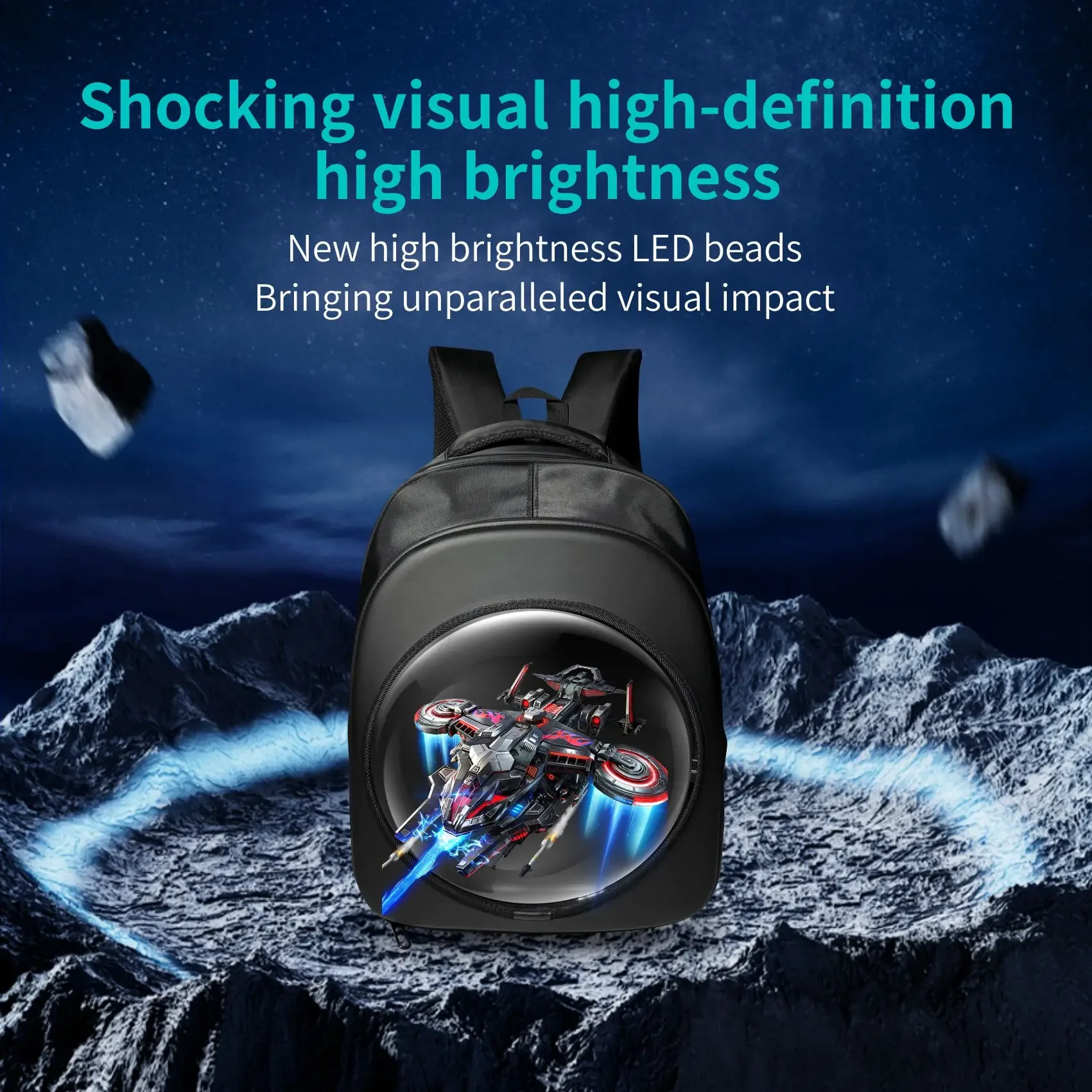 50cm Wearable Hologram Fan Display Backpack MP4 Looping Playback with Power Bank