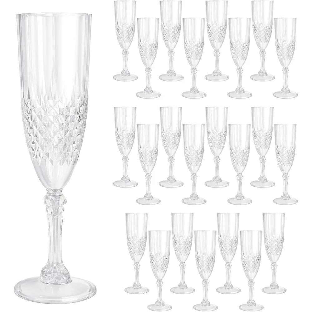 

24 шт. пластиковые бокалы для шампанского, белые, оптом, из прочного материала, для свадеб, вечеринок