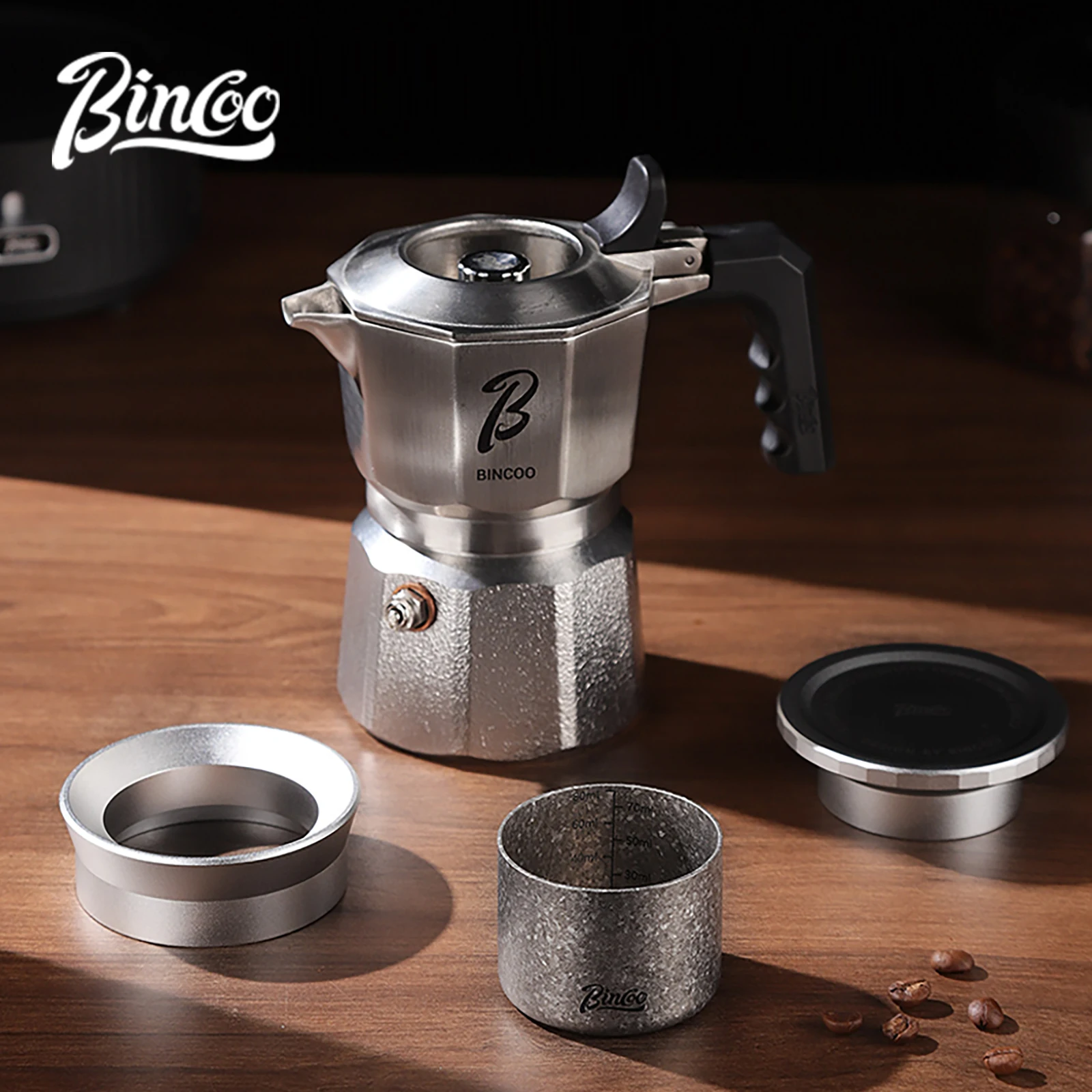 Bincoo Pure Titanium Sub-Burner Accessory – 3-Valve Stainless Steel Moka Pot Dual-Valve Home Coffee Maker Anti-Over-Extraction view 2