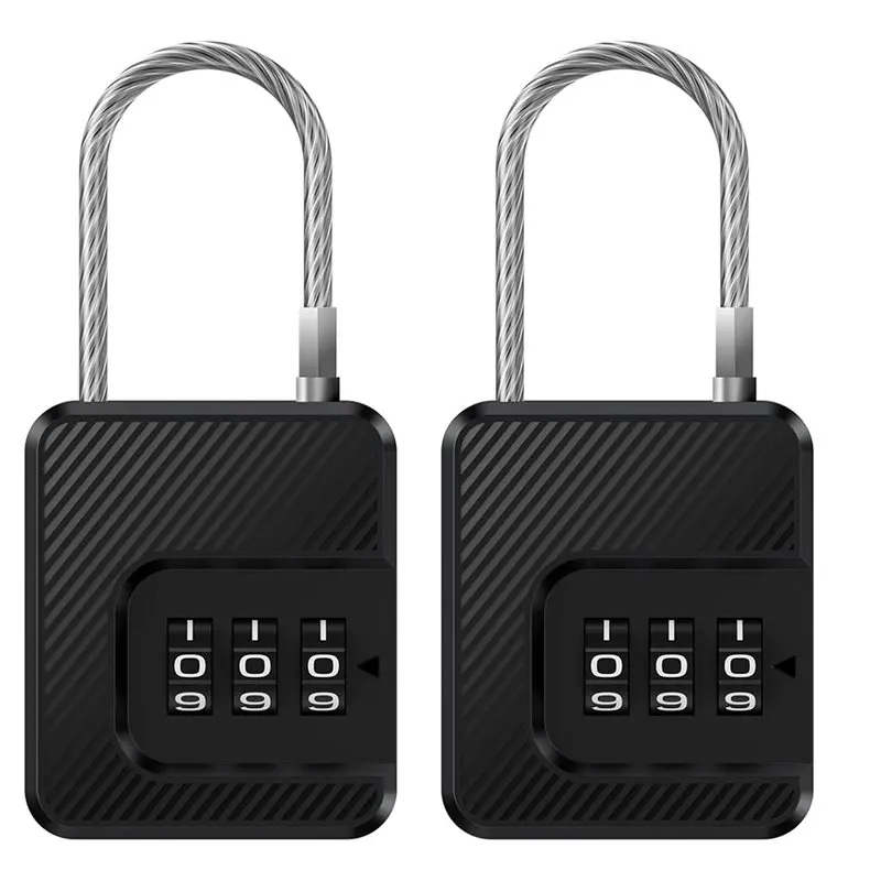 

A55T For Travel Luggage Suitable 3-Digit Combination Cable Lock Security Padlock With Flexible Steel Cable, 2 Pack For Bags Suit