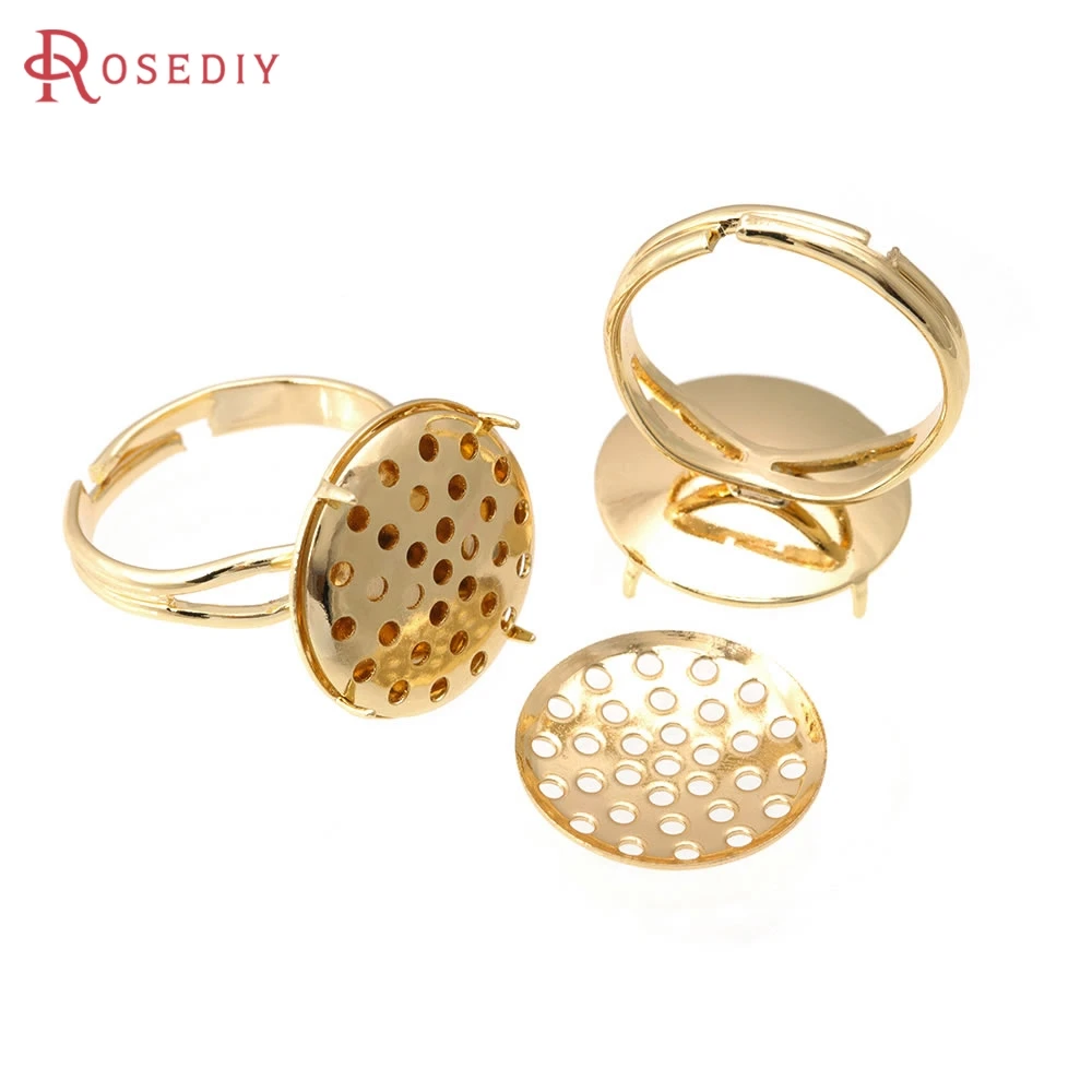 18K Gold Color or Rhodium Color Brass Rings Trays Ring Base Ring Setting Jewelry Making Supplies Diy Findings Accessories